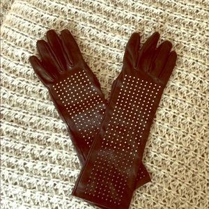 Studded Leather Extra Long Gloves